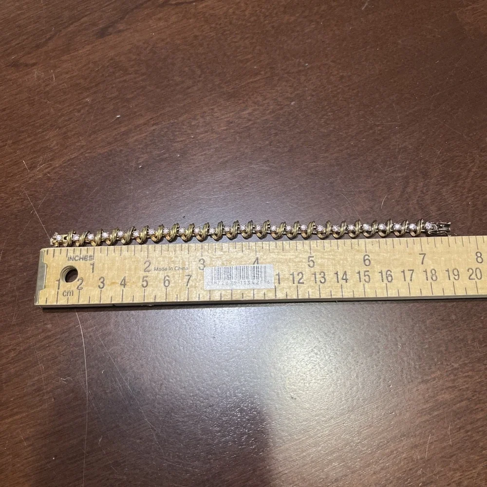 Gold‎ Plated Sterling Silver PINK CZ Tennis Bracelet 7.5